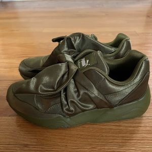 Green Fenty Sneakers with bow.